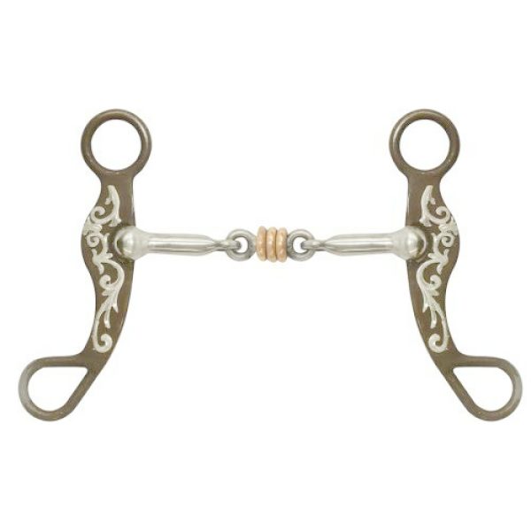Showman Brown Steel Shank BIT with SILVER Overlay & COPPER Ring DOGBONE Mouth
