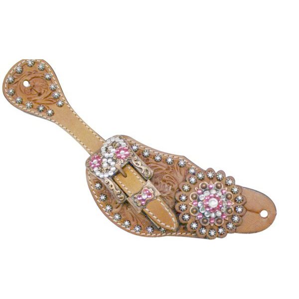 Showman Laddies SPUR STRAPS Leather Crystal Rhinestone & Copper Color