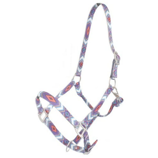 Showman PURPLE & RED DIAMOND Nylon HALTER Horse Size Adjusts at Crown & Nose