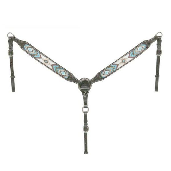 Showman BEADED Inlay DARK CHOCOLATE Argentina Cow Leather Western BREAST COLLAR