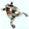 Showman Brown Steel Western SHOW SPURS Silver TEXAS STAR Cutout Ladies Size - Image 3