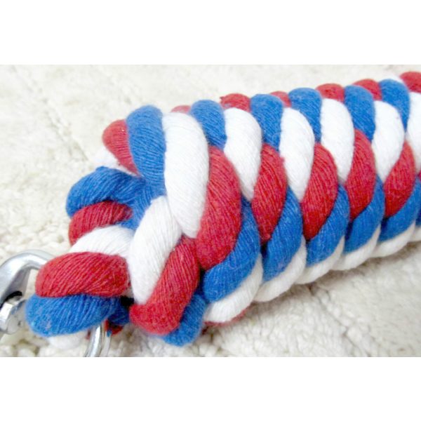 Showman RED WHITE BLUE Adjustable Nylon HALTER Matching 10' Cotton LEAD Rope - Image 8