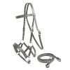 Showman Adjustable LEATHER Side Pull BITLESS BRIDLE with Matching Reins - Image 3