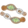 Showman BEADED CROSS Medium Leather Adjustable 8" - 9.5" Ladies Size SPUR STRAPS - Image 5