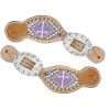 Showman BEADED CROSS Medium Leather Adjustable 8" - 9.5" Ladies Size SPUR STRAPS - Image 6