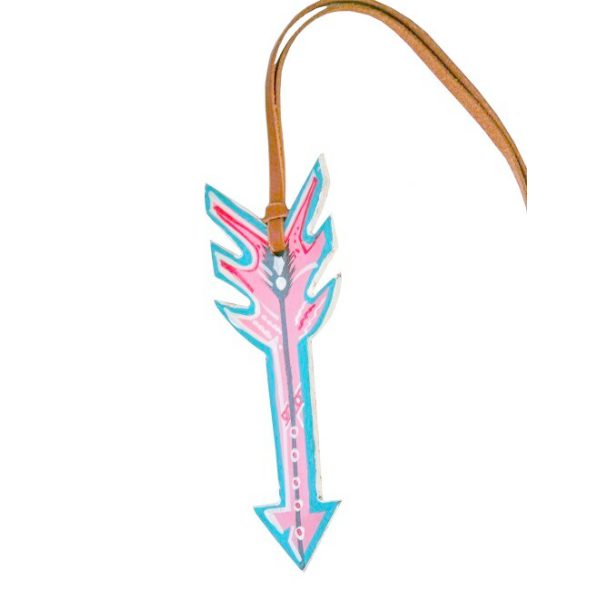 SADDLE TIE Hand Painted ARROW Cutout Leather PINK TURQUOISE RED WHITE 6.5"