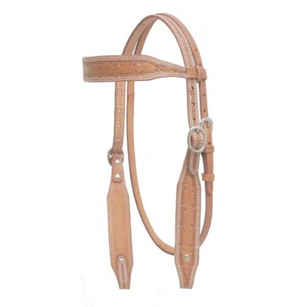 Showman BARB WIRE TOOLED Argentina Cow Leather Browband HEADSTALL