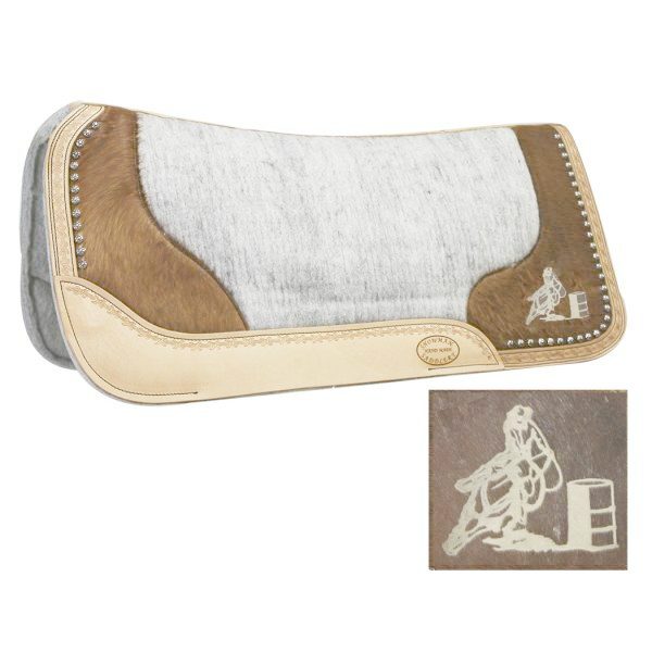 Showman Felt Bottom SADDLE PAD Laser Etched Hair-On Cowhide BARREL RACER 32"x31"