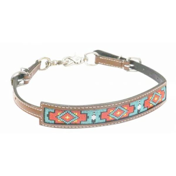Showman Multi Color BEADED Inlay MEDIUM OIL Leather WITHER STRAP Adjust 23"-29"