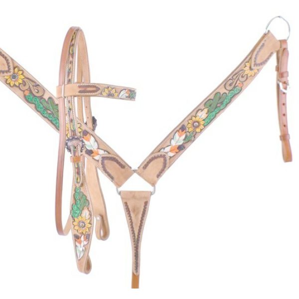 Showman SUNFLOWER & CACTUS Hand Painted Brow Band BRIDLE BREAST COLLAR & REINS