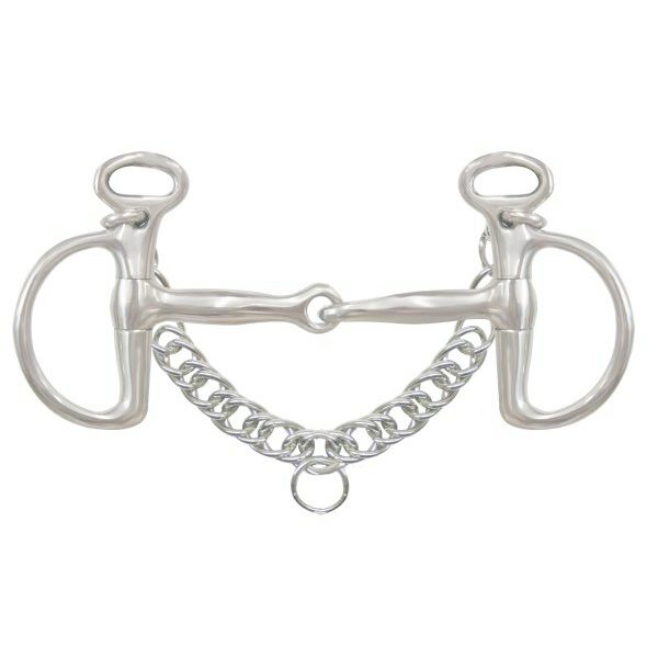 Showman Stainless Steel KIMBERWICK BIT 5" Broken Mouth 2.75" D Ring & Curb Chain