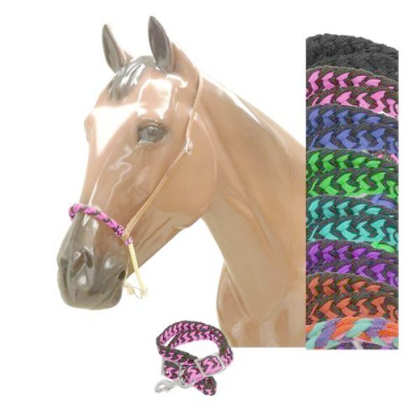 Showman Nylon Braided TIE DOWN with Braided Nylon Wax Covered ROPE Noseband