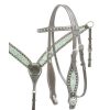 Double T BARREL SADDLE Bridle Breastcollar Reins SET with Teal Filigree Inlay - Image 3
