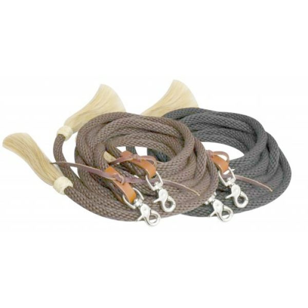 Showman 8 ft Round Braided Soft Nylon SPLIT REINS with Horse Hair Ends