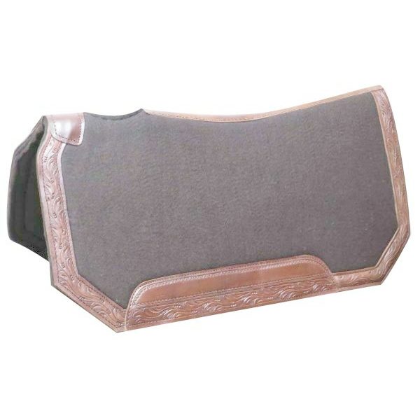Showman BROWN Felt SADDLE PAD 30" x 30" x 1' with Floral Tooled Leather Trim