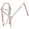 Showman TURQUOISE RED Beaded Navajo Leather Bridle Breast Collar Reins SET