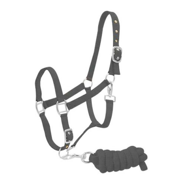 Nylon HALTER & Matching 7' Braided Cotton LEAD ROPE Adjustable Full Horse Size - Image 3