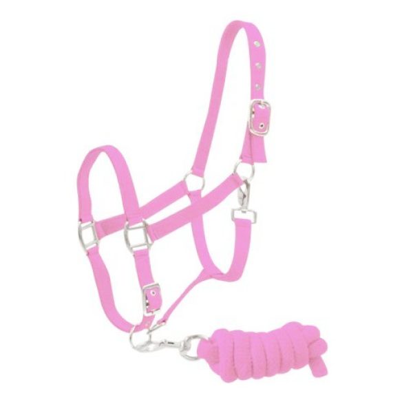 Nylon HALTER & Matching 7' Braided Cotton LEAD ROPE Adjustable Full Horse Size - Image 8