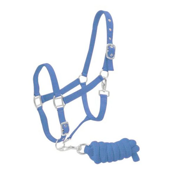 Nylon HALTER & Matching 7' Braided Cotton LEAD ROPE Adjustable Full Horse Size - Image 6