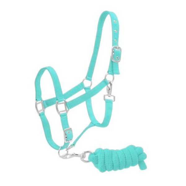 Nylon HALTER & Matching 7' Braided Cotton LEAD ROPE Adjustable Full Horse Size - Image 4