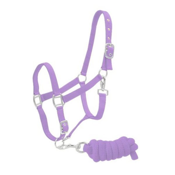 Nylon HALTER & Matching 7' Braided Cotton LEAD ROPE Adjustable Full Horse Size - Image 7