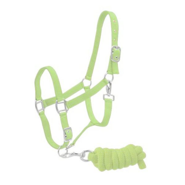 Nylon HALTER & Matching 7' Braided Cotton LEAD ROPE Adjustable Full Horse Size - Image 5