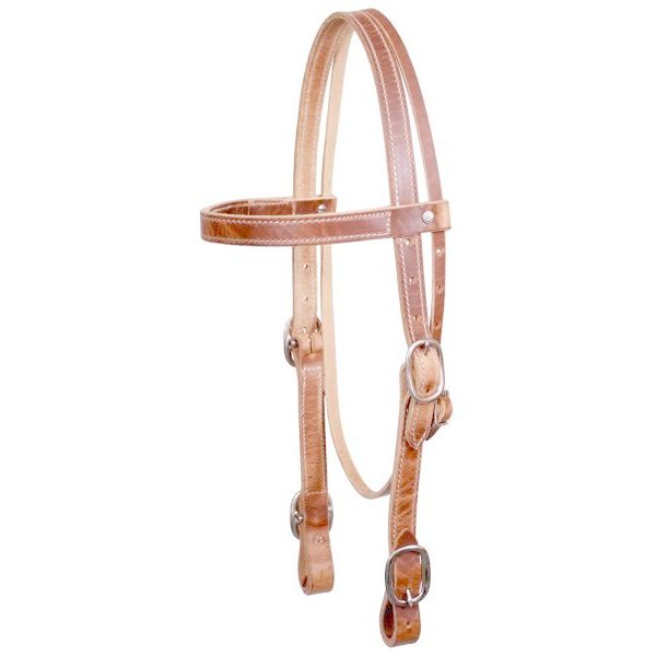 DRAFT Size Double Stitched LEATHER 1" HEADSTALL with Buckle Ends Made in USA