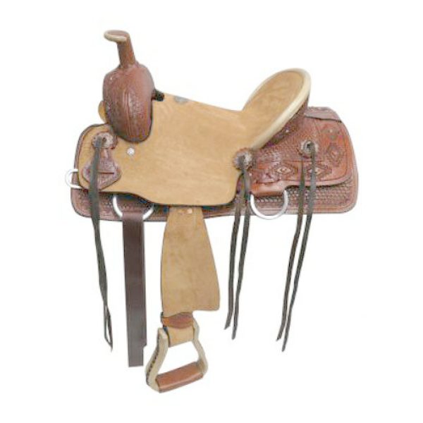 Double T Youth 13" ROPER STYLE SADDLE Hard Seat Basket Weave & Navajo Diamond
