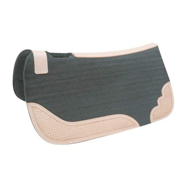 Showman MINI 20" x 20"  FELT SADDLE PAD with Basket Weave TOOLED Wear Leathers